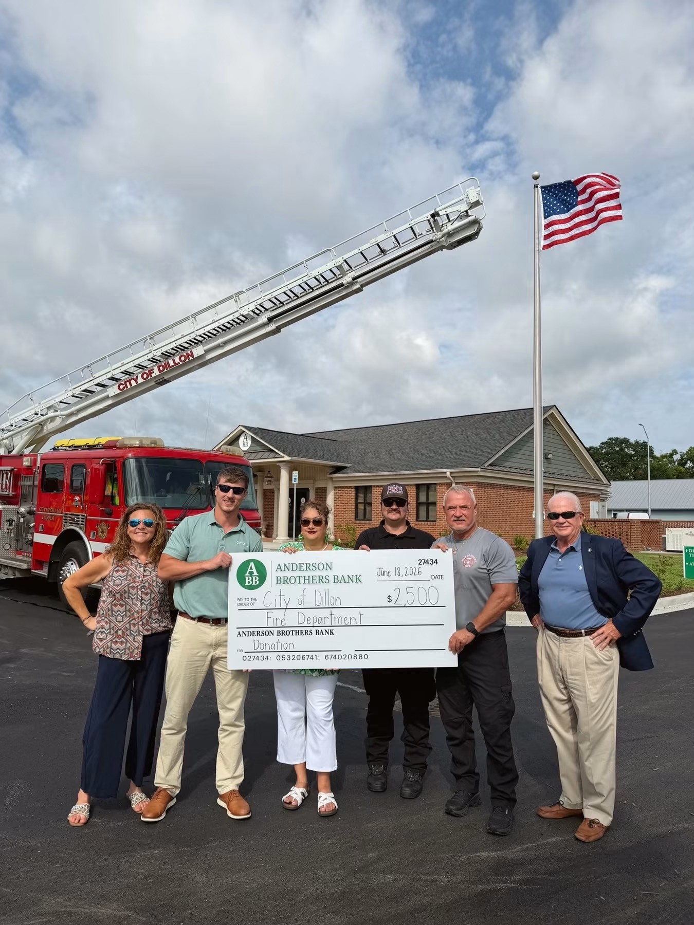 City of Dillon Fire Department donation of $2500 from the Dillon ABB team