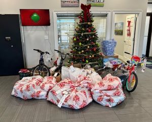 gifts around Christmas tree